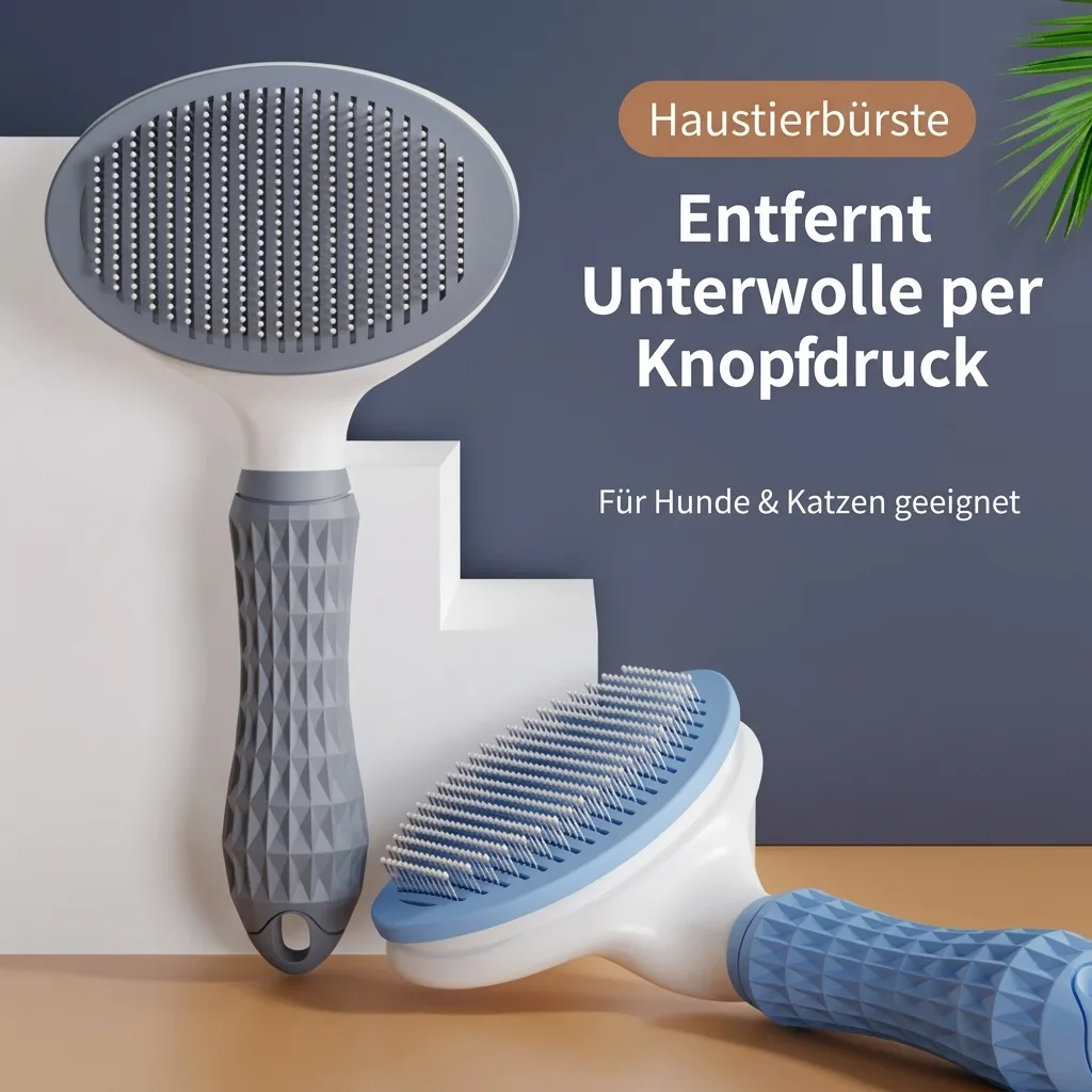 Fellbürste in Grau mit feinen Kunststoffstiften